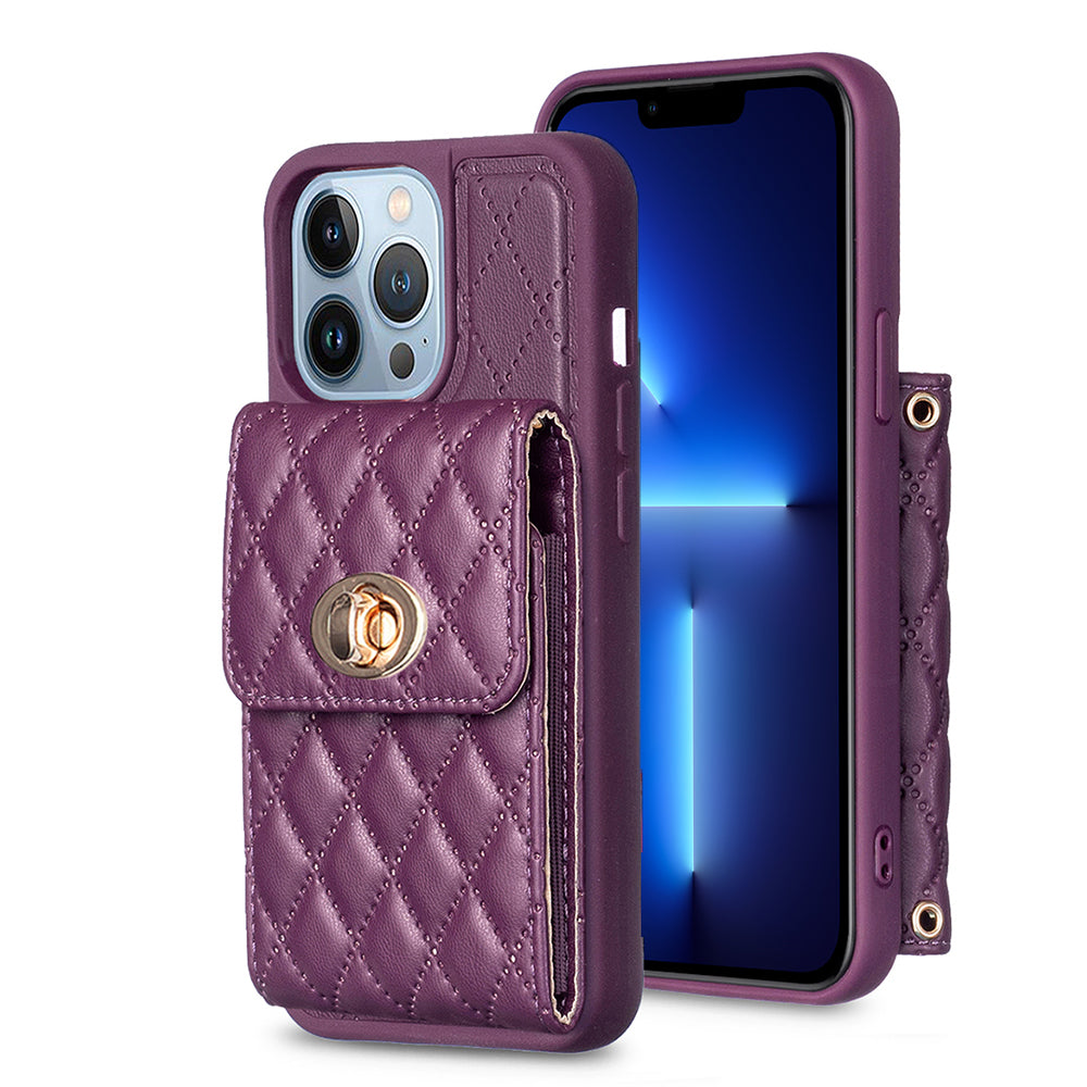 BF20 for iPhone 13 Pro 6.1 inch Card Holder Design Fall-proof Case PU Leather Coated TPU Phone Cover BF20 for iPhone 13 Pro 6.1 inch Card Holder Design Fall-proof Case PU Leather Coated TPU Phone Cover